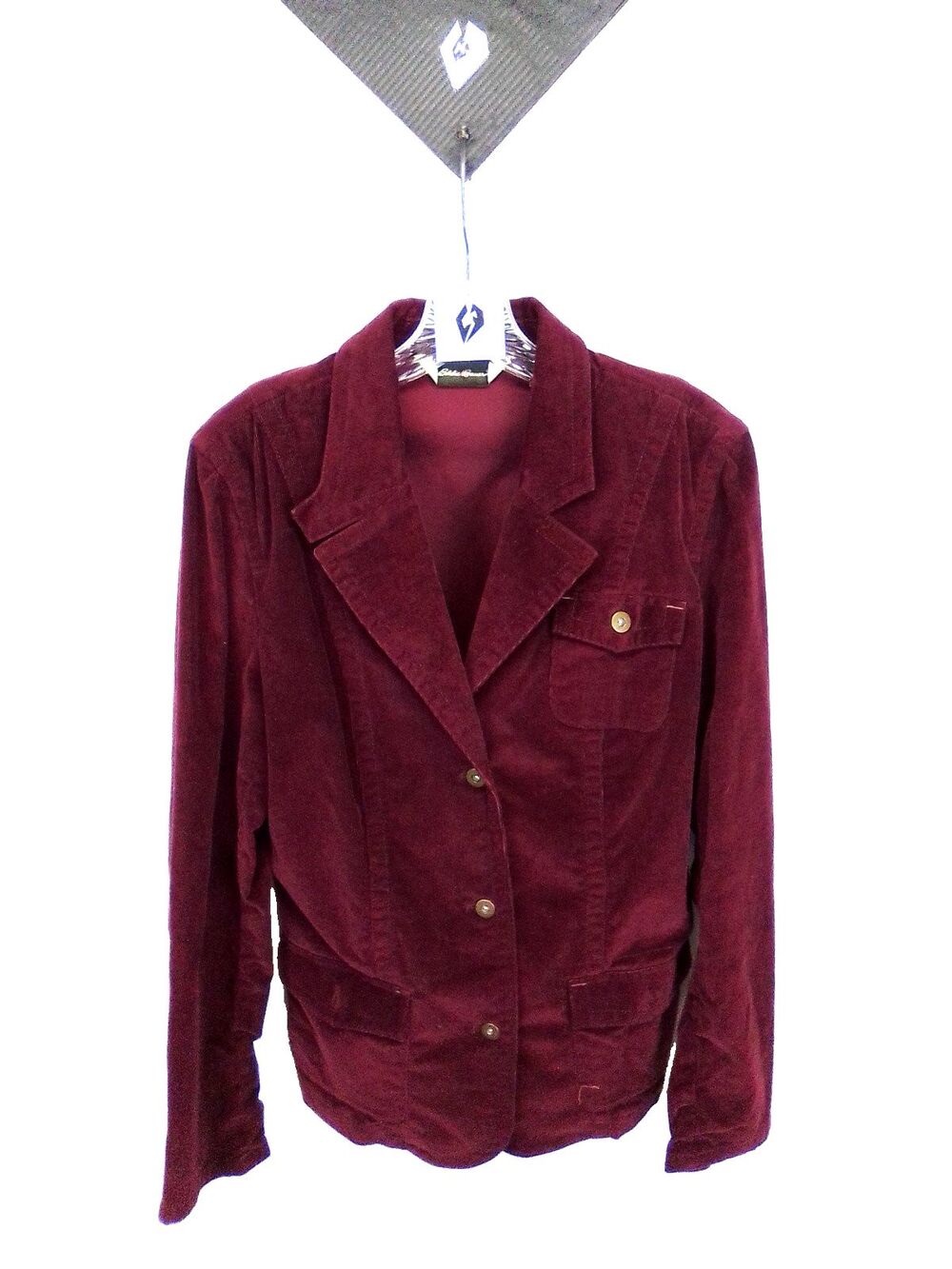 Eddie Bauer Women's Preppy Red Corduroy Flat Collard Cotton Blend Blazer Size 12